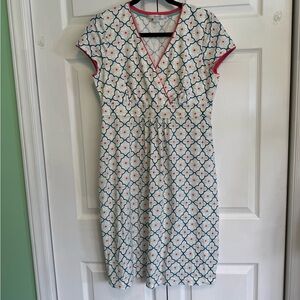 Boden Geometric Print Jersey Knit Faux Wrap Dress Size 10